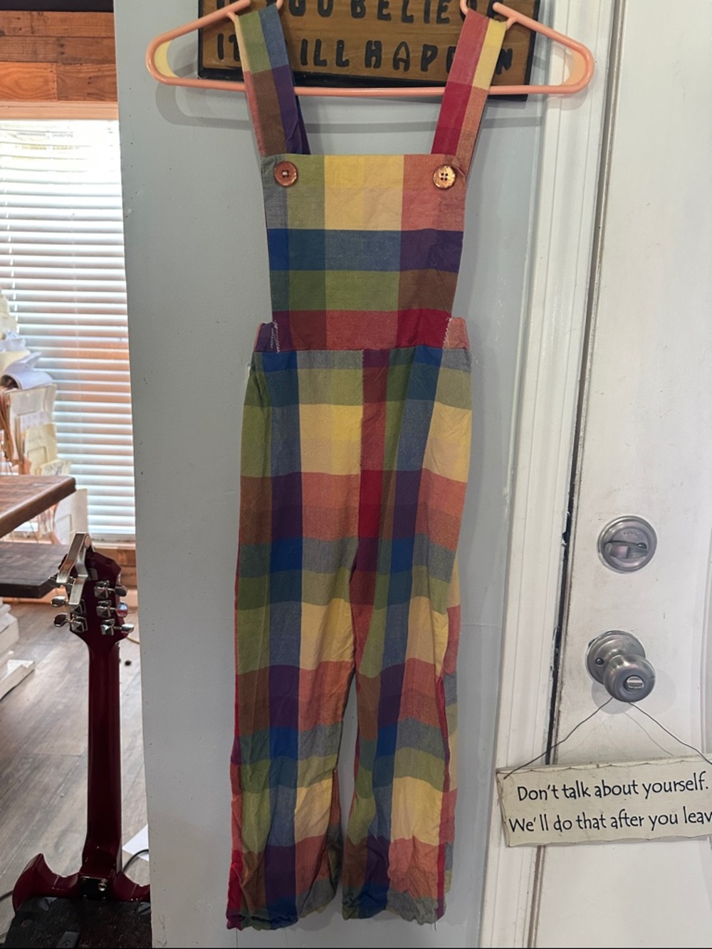 Colorful Plaid Cotton Overalls - Multicolor
